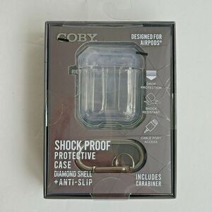 Coby Shockproof Protective Case For AirPods NEW Clear With Carabiner